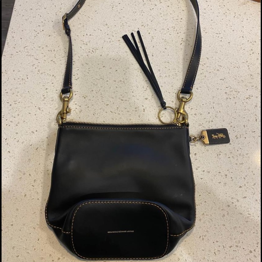 Coach Crossbody Purse - black leather